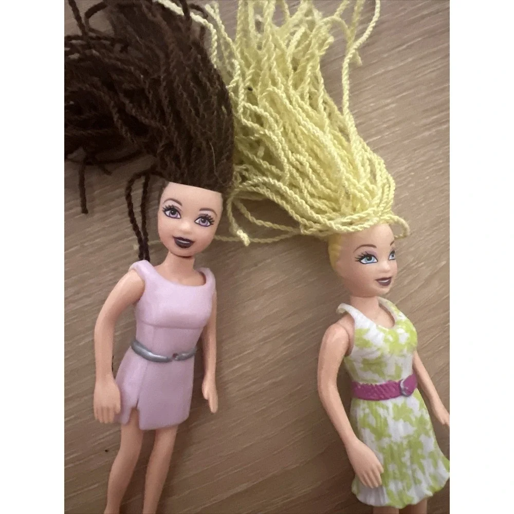 Polly Pocket Vintage‎ Dolls Brunette Blonde Dreadlocks Set Of 2